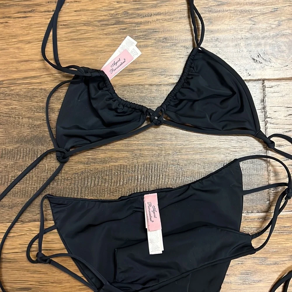 Original Agent Provocateur black bikini top size 2 bottom size 3 new like - Picture 5 of 6